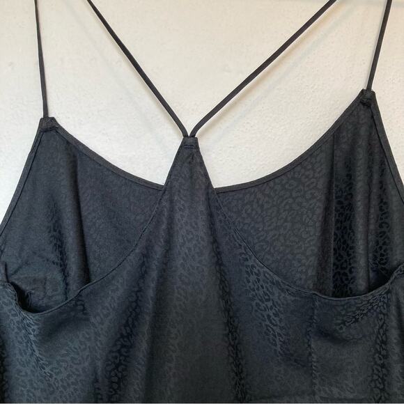 VICTORIA'S SECRET Camisole Womens L Tank Top Satin Black Cheetah Print Coquette - Picture 3 of 8